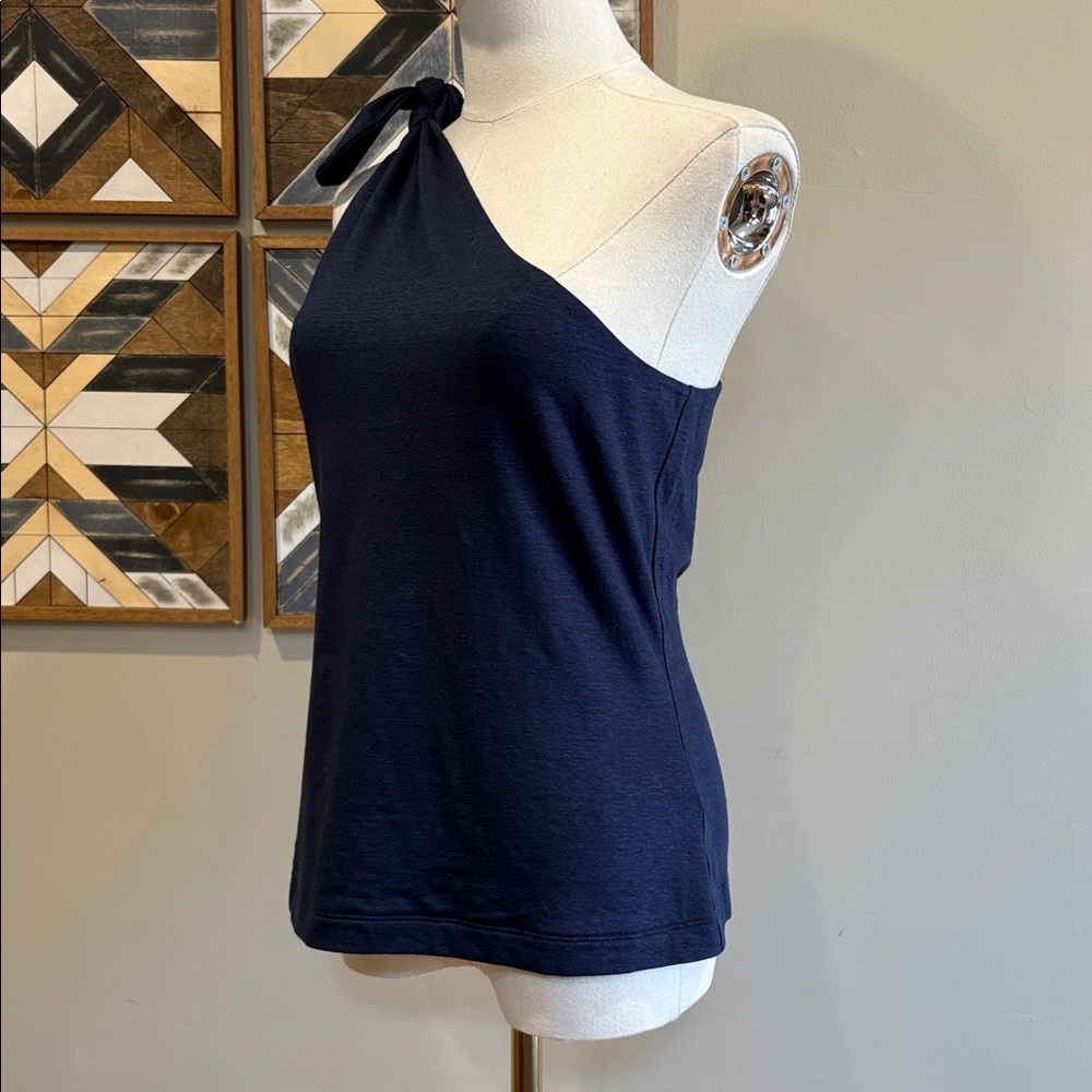 Ralph Lauren Collection One-Shoulder Sleeveless Navy Linen Tank Top size Medium - Picture 6 of 12